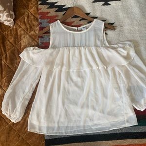 Sheer Cream Cold Shoulder Blouse